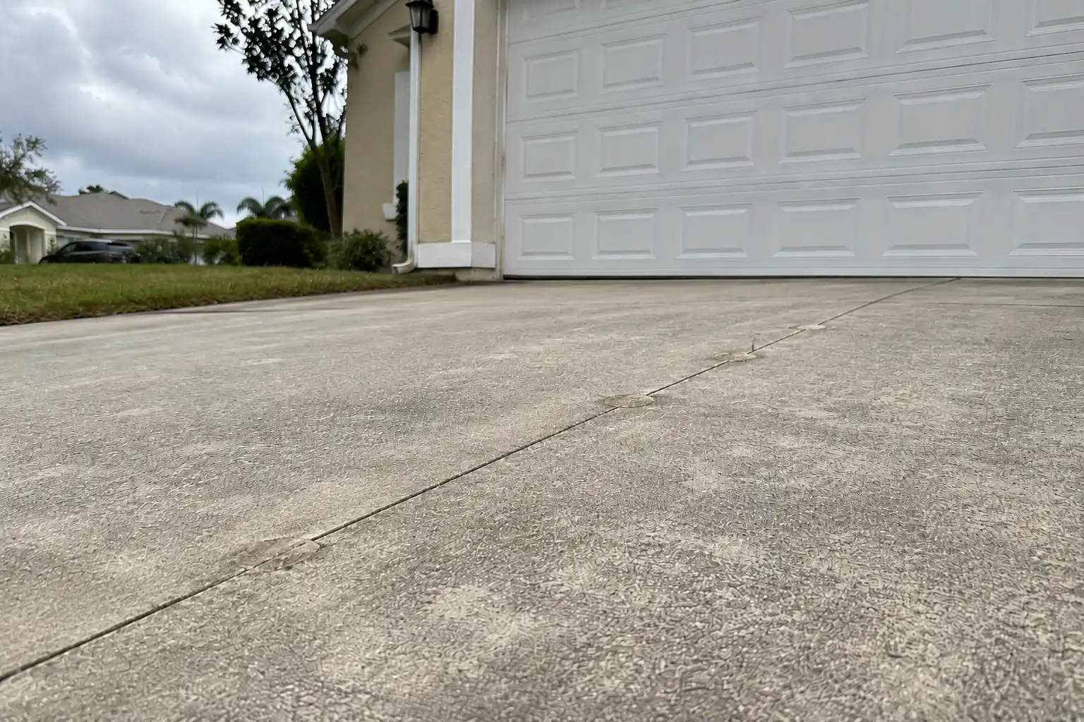 The same slab lifted back flush and level